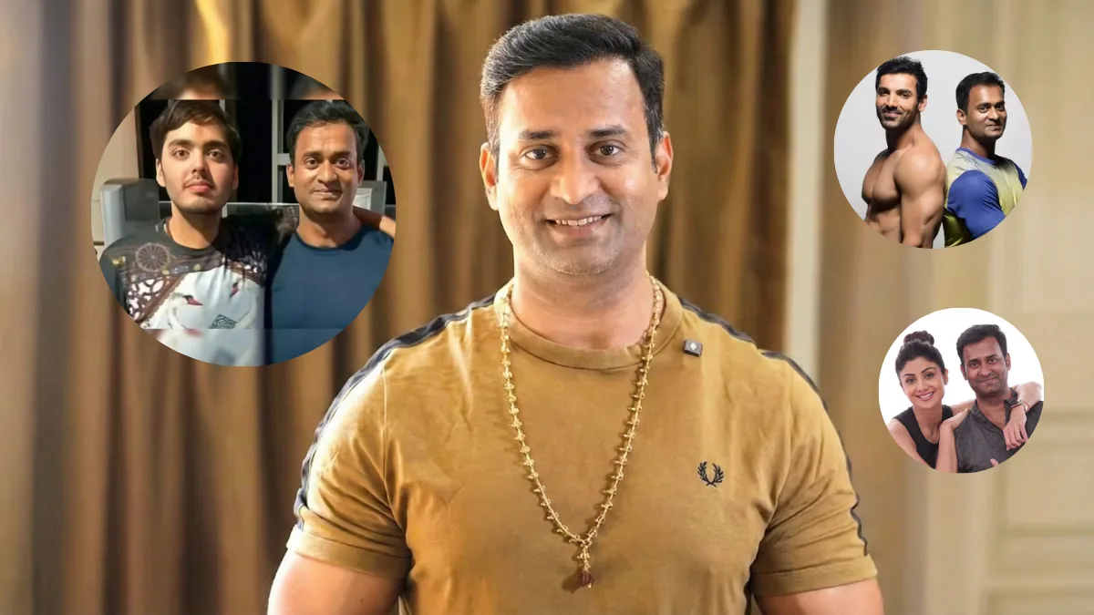 Celebrity Fitness Trainer Vinod Channa with John Abraham and Anant Ambani