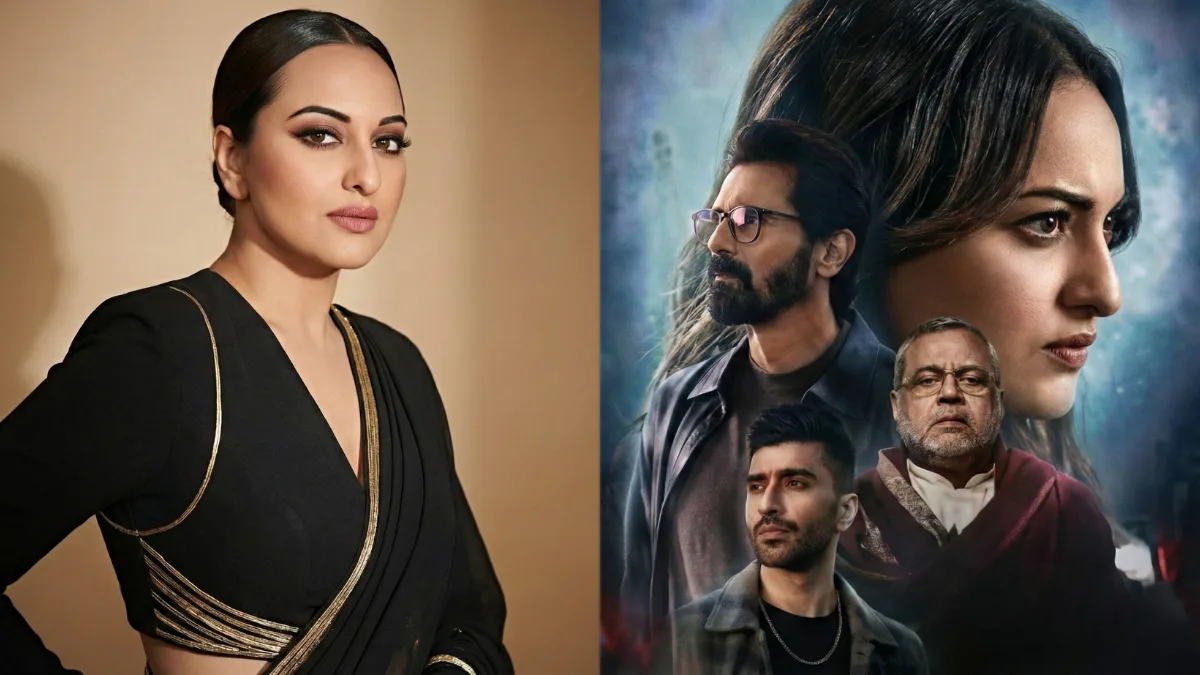 Sonakshi Sinha in a suspenseful look from the movie Nikita Roy and The Book of Darkness OTT release poster